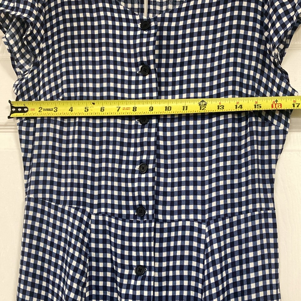 Philosophy Dress Women's Size 8 Gingham Plaid Blue White Midi Handkerchief - Picture 8 of 16